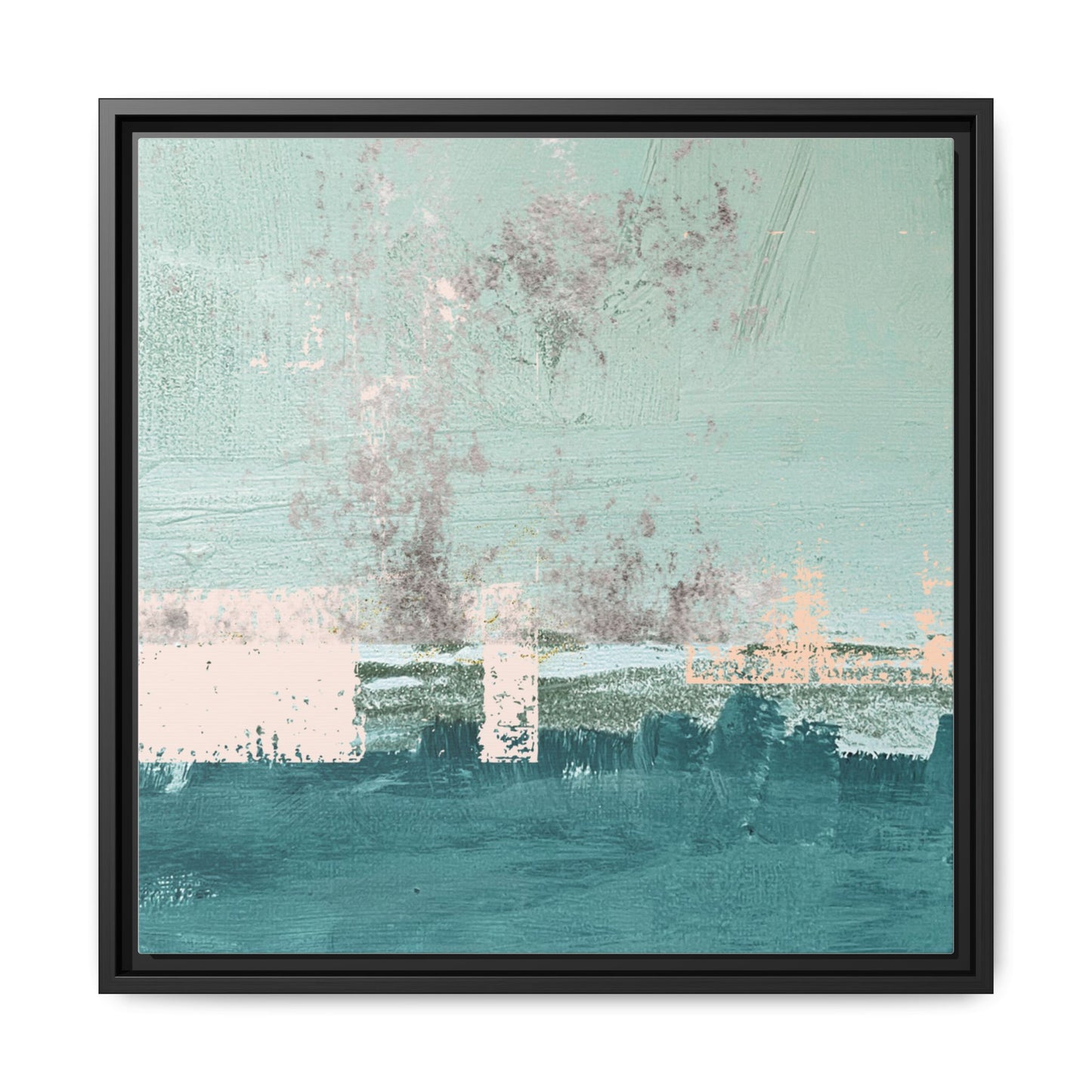 Abstract Seafoam Horizon Matte Canvas Framed Wall Art