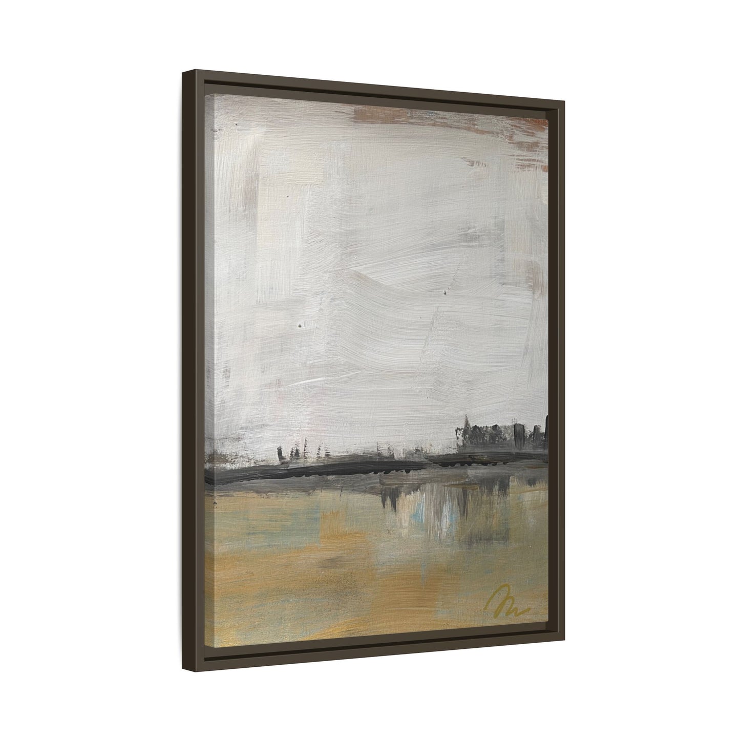 Urban Reflection Landscape Canvas Art – Neutral Coastal Horizon - Fortunate Lemon Shop