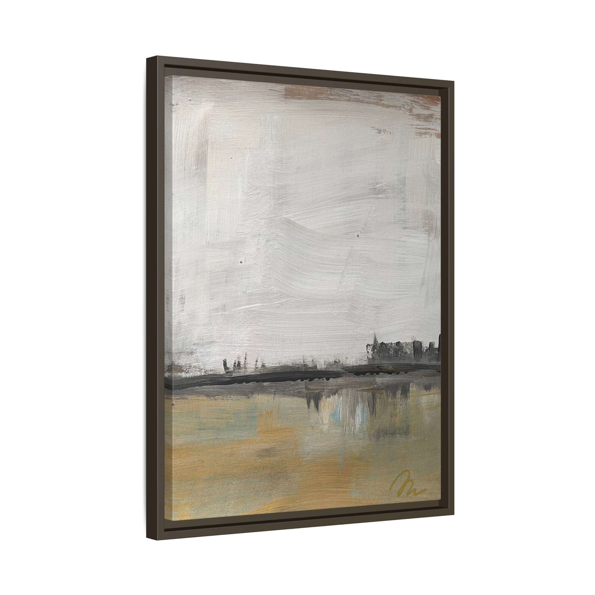 Urban Reflection Landscape Canvas Art – Neutral Coastal Horizon - Fortunate Lemon Shop