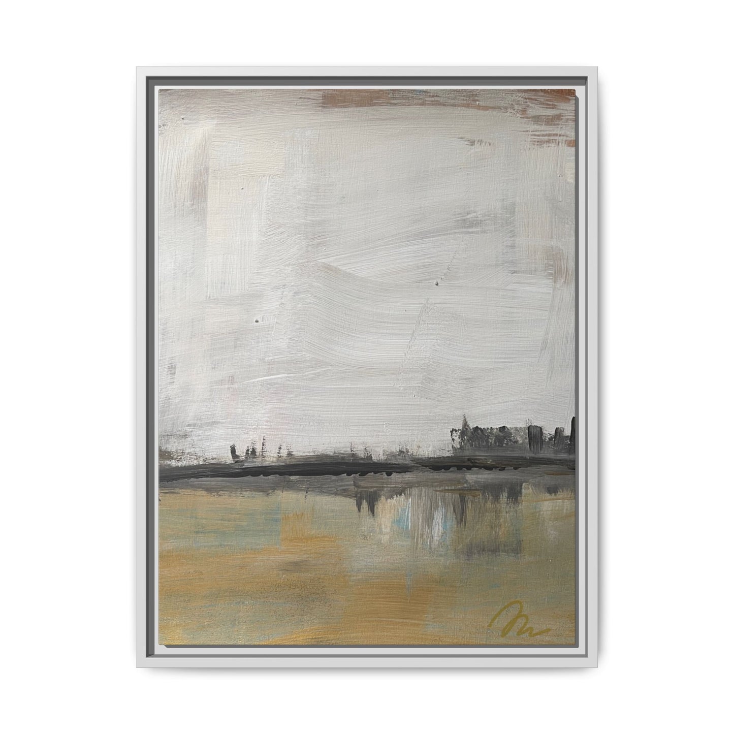 Urban Reflection Landscape Canvas Art – Neutral Coastal Horizon - Fortunate Lemon Shop