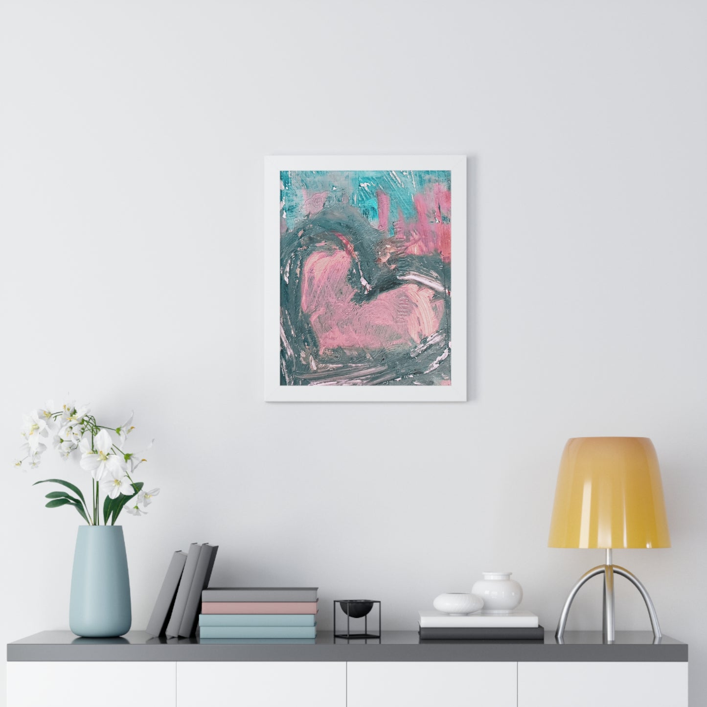 Abstract Heart Framed Vertical Poster — Bold Modern Wall Art
