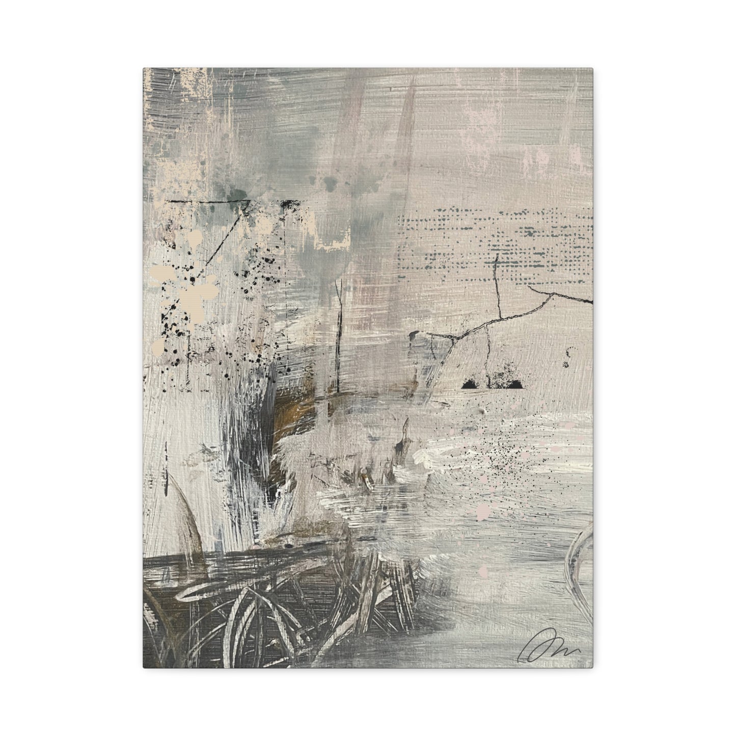 Abstract Neutral Tones Canvas Wall Art – Textured Coastal Gray Matte Canvas - Fortunate Lemon Shop