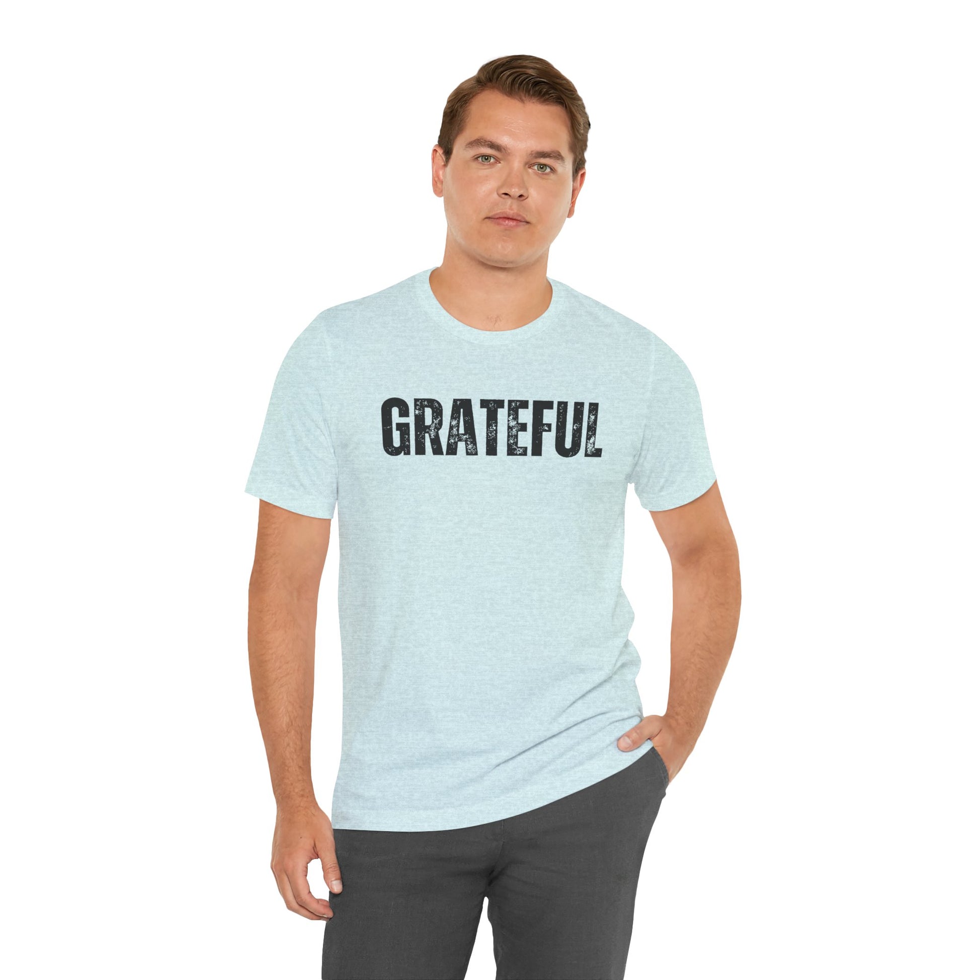 Grateful Graphic Tee – Vintage Distressed 'GRATEFUL' Short Sleeve Shirt - Fortunate Lemon Shop