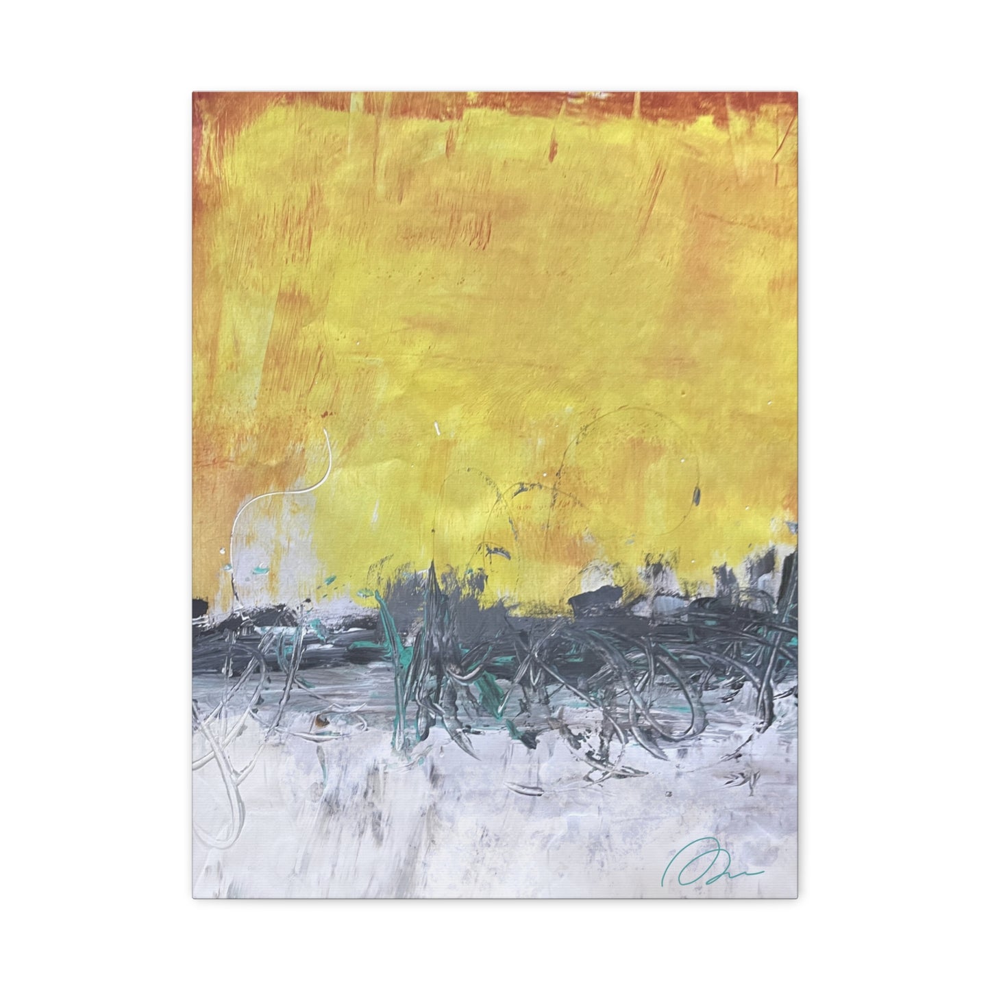 Abstract Yellow Horizon Canvas Print — Modern Stretched Wall Art - Fortunate Lemon Shop
