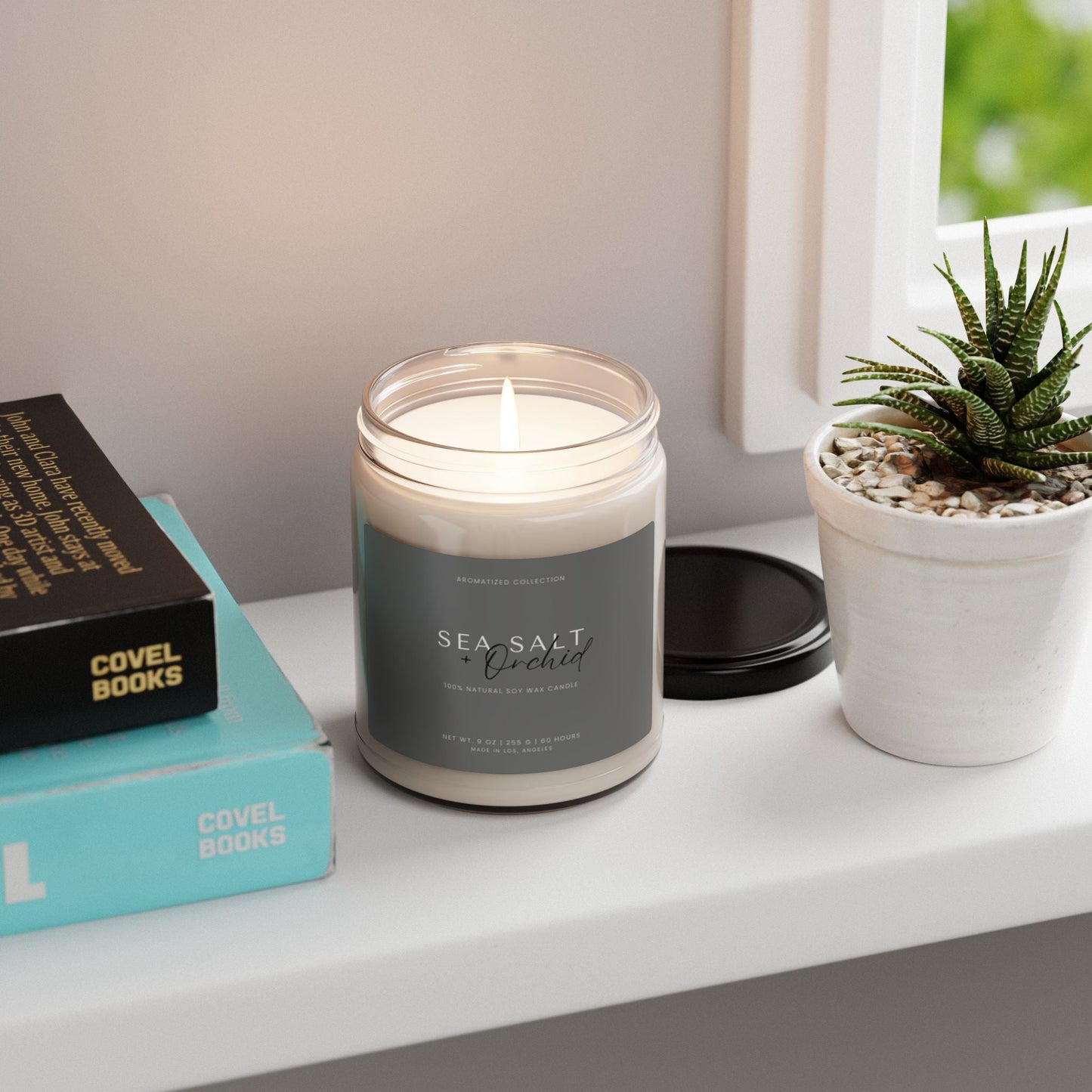 Orchid Sea Salt Scented Candle - Aromatic Relaxation, Home Decor Gift, - Fortunate Lemon Shop