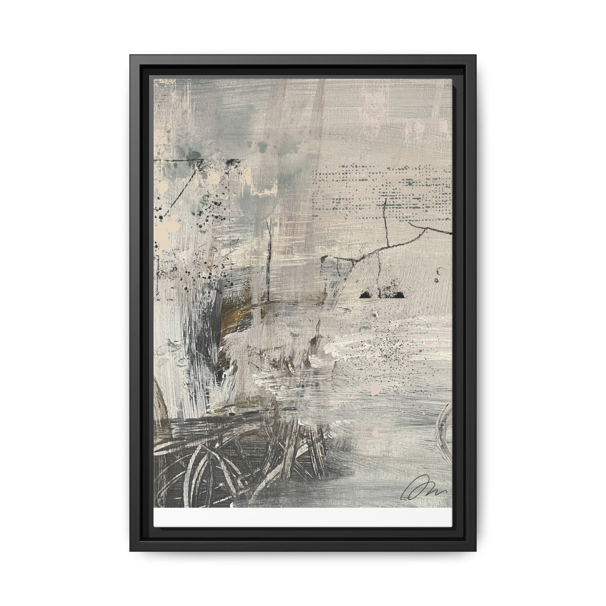 Framed Abstract Canvas Art — Neutral Pastel Modern Wall Decor - Fortunate Lemon Shop