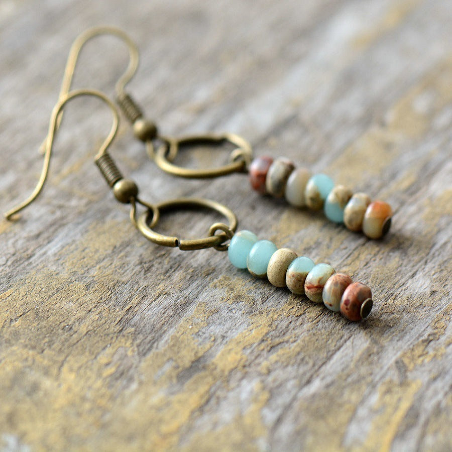 Ethnic Drop Jasper Earrings - Fortunate Lemon Shop