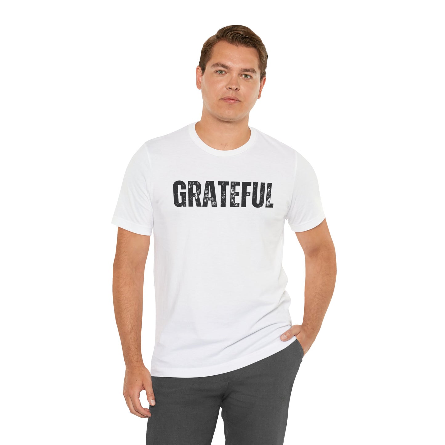 Grateful Graphic Tee – Vintage Distressed 'GRATEFUL' Short Sleeve Shirt - Fortunate Lemon Shop