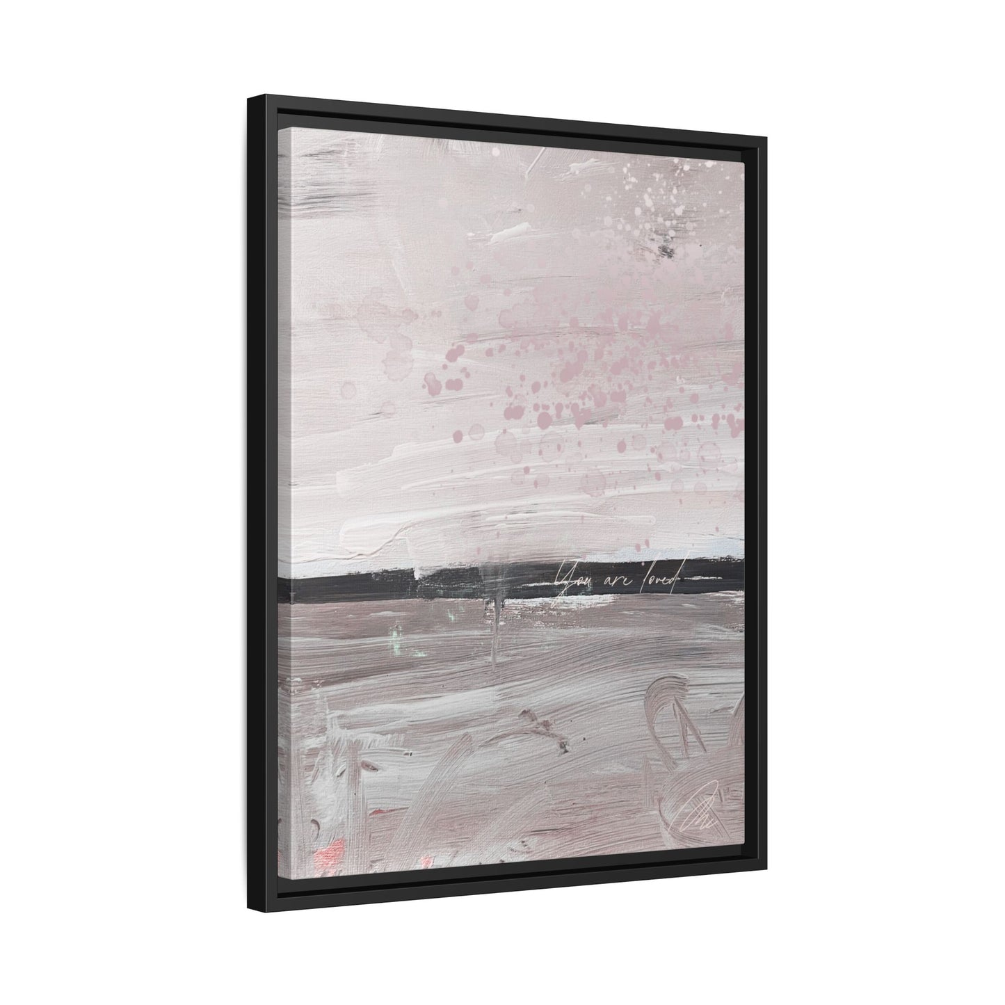 Framed Matte Canvas Art — Soft Abstract Pink "I Am Loved" Print - Fortunate Lemon Shop