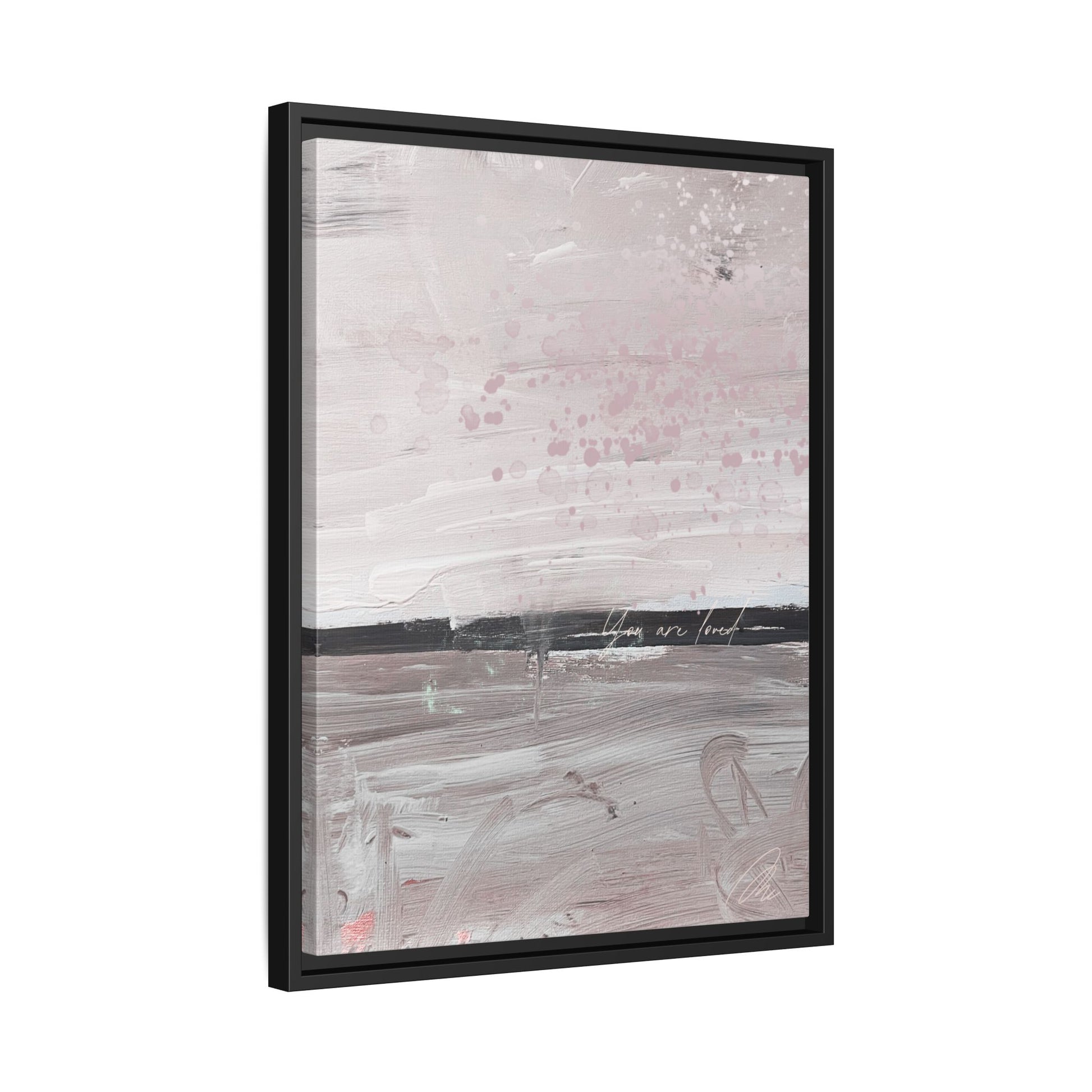 Framed Matte Canvas Art — Soft Abstract Pink "I Am Loved" Print - Fortunate Lemon Shop