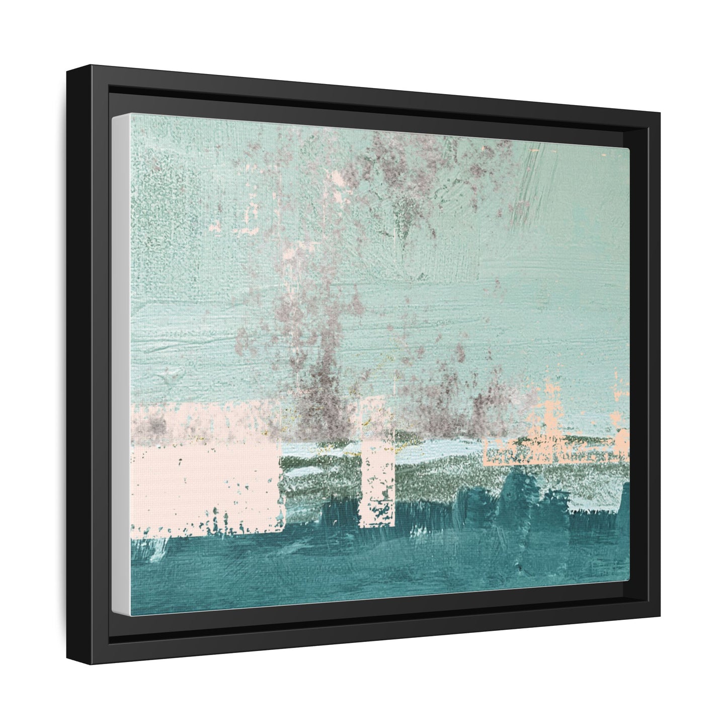 Abstract Seafoam Horizon Matte Canvas Framed Wall Art