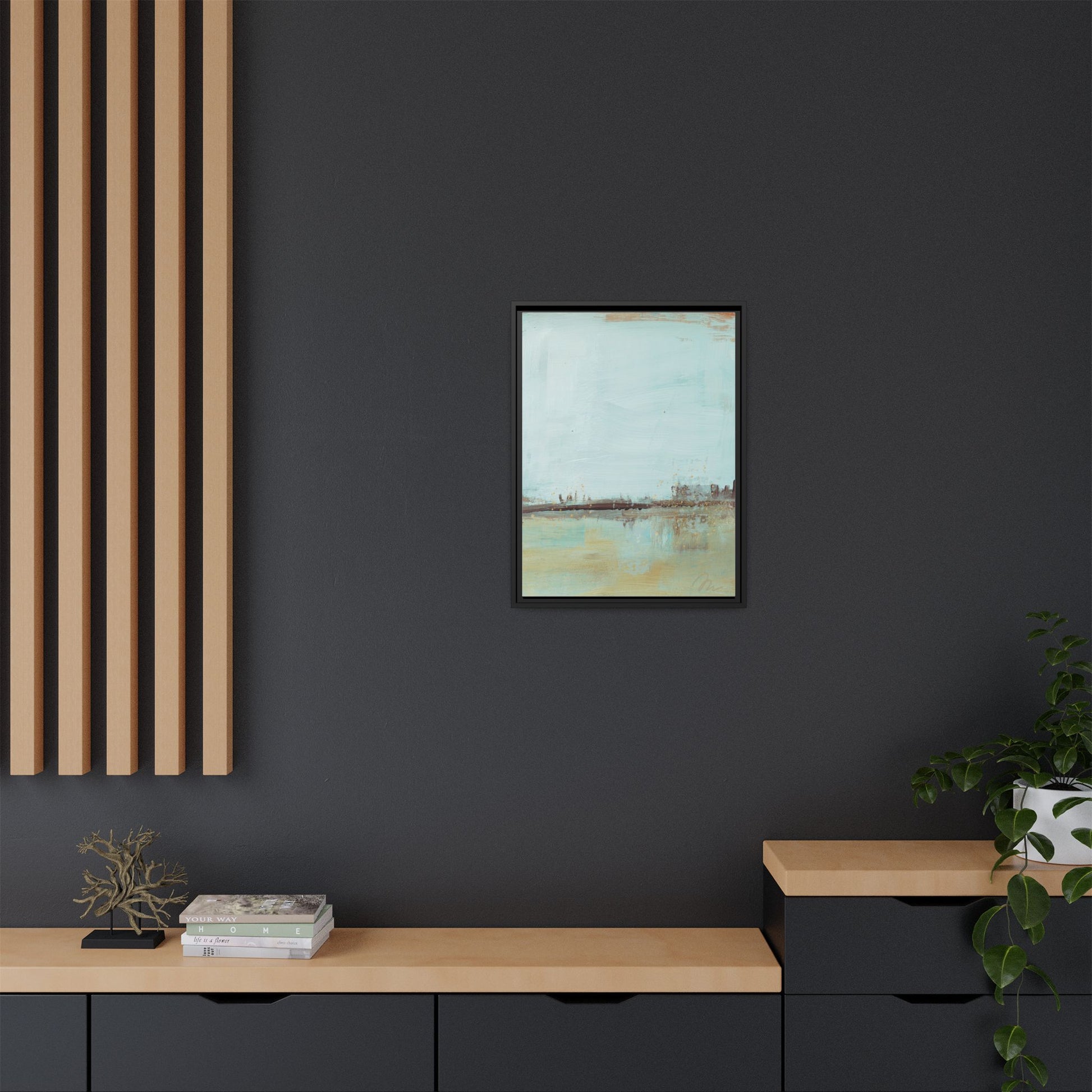 Coastal Serenity Abstract Canvas Print — Framed Matte Wall Art - Fortunate Lemon Shop