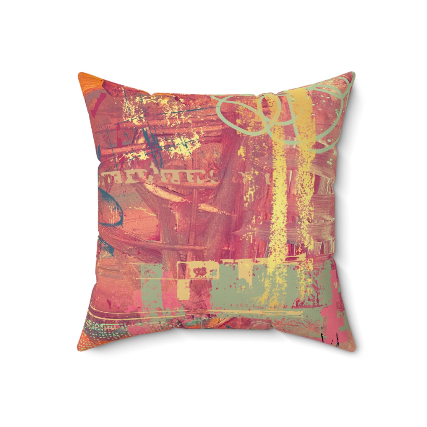Abstract Pink Retro Square Pillow - Colorful Modern Decorative Throw Pillow - Fortunate Lemon Shop