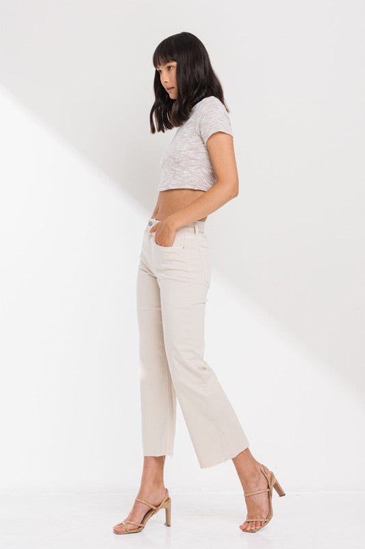 HIGH RISE CROPPED KICK FLARE PANTS - Fortunate Lemon Shop