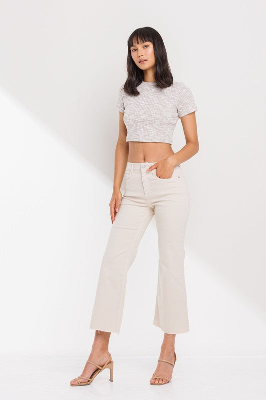 HIGH RISE CROPPED KICK FLARE PANTS - Fortunate Lemon Shop