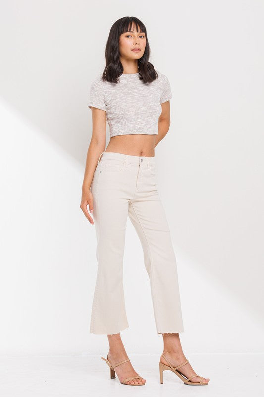 HIGH RISE CROPPED KICK FLARE PANTS - Fortunate Lemon Shop