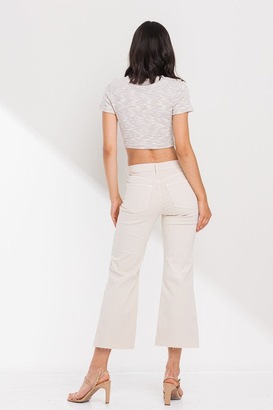 HIGH RISE CROPPED KICK FLARE PANTS - Fortunate Lemon Shop