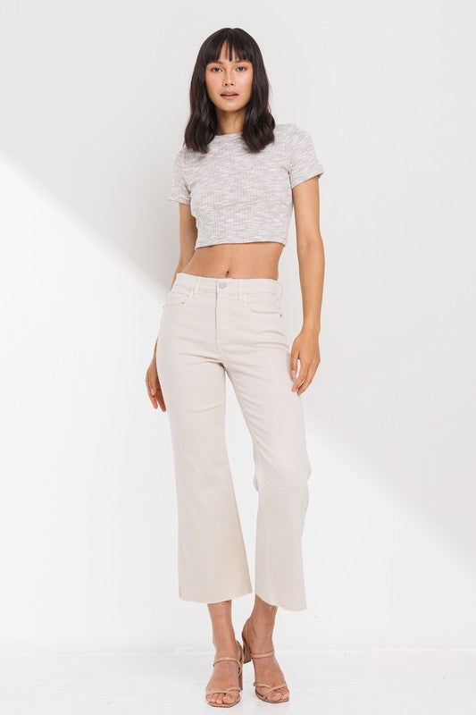 HIGH RISE CROPPED KICK FLARE PANTS - Fortunate Lemon Shop