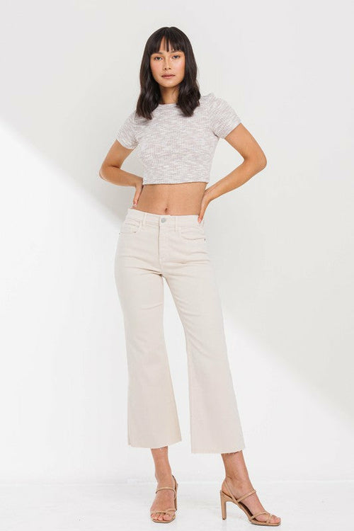 HIGH RISE CROPPED KICK FLARE PANTS - Fortunate Lemon Shop