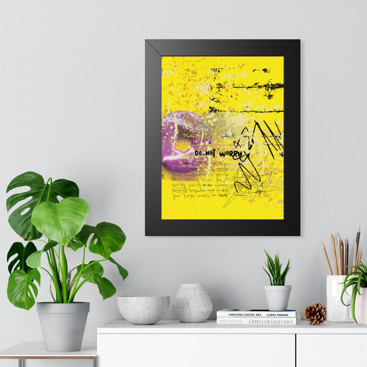 Do-Not Worry Abstract Poster — Yellow Modern Wall Art - Fortunate Lemon Shop