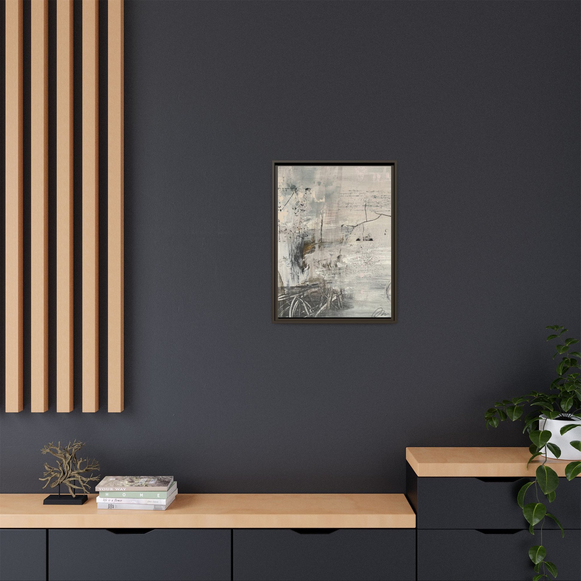 Framed Abstract Canvas Art — Neutral Pastel Modern Wall Decor - Fortunate Lemon Shop