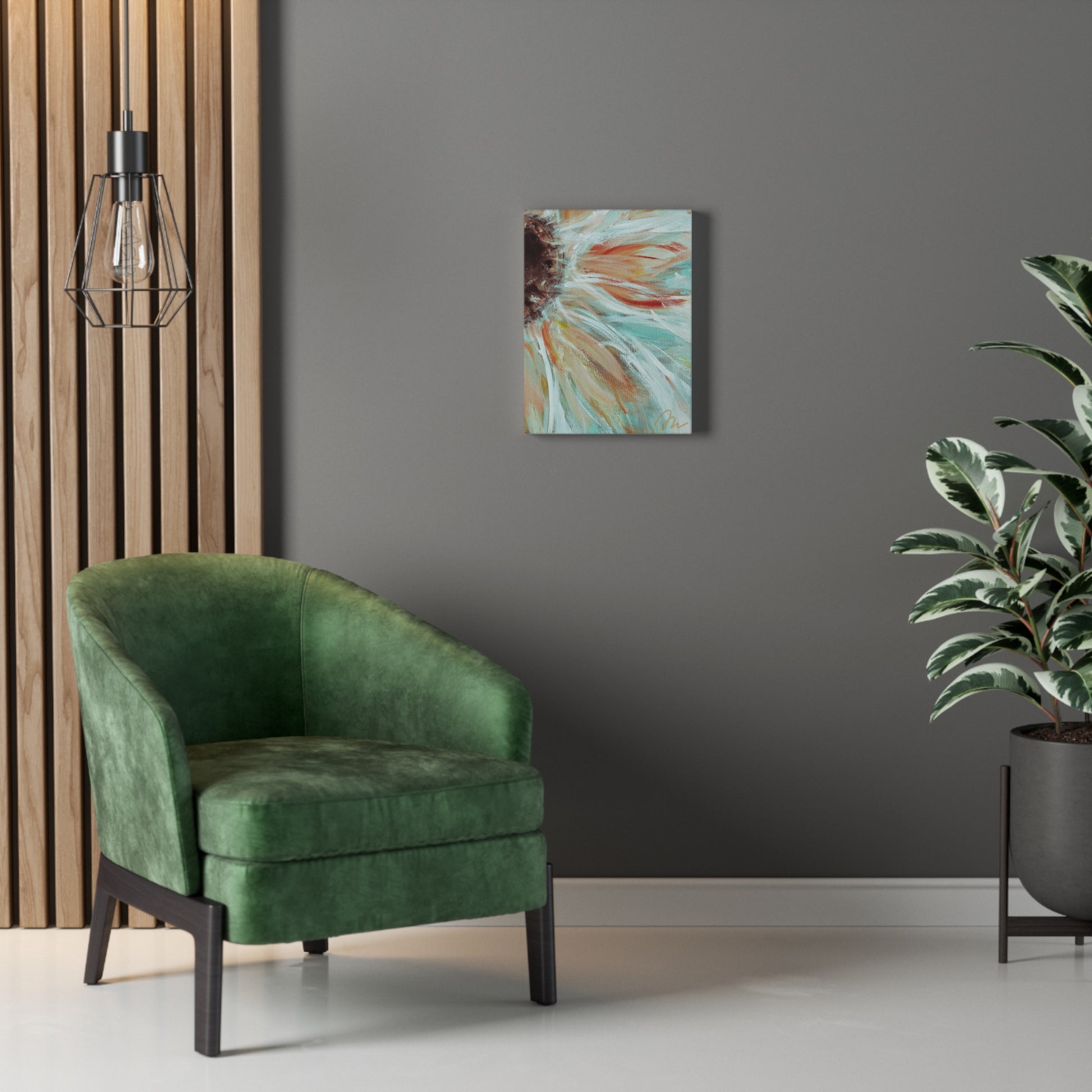 Abstract Sunflower Stretched Canvas Wall Art — Boho Floral Home Decor - Fortunate Lemon Shop