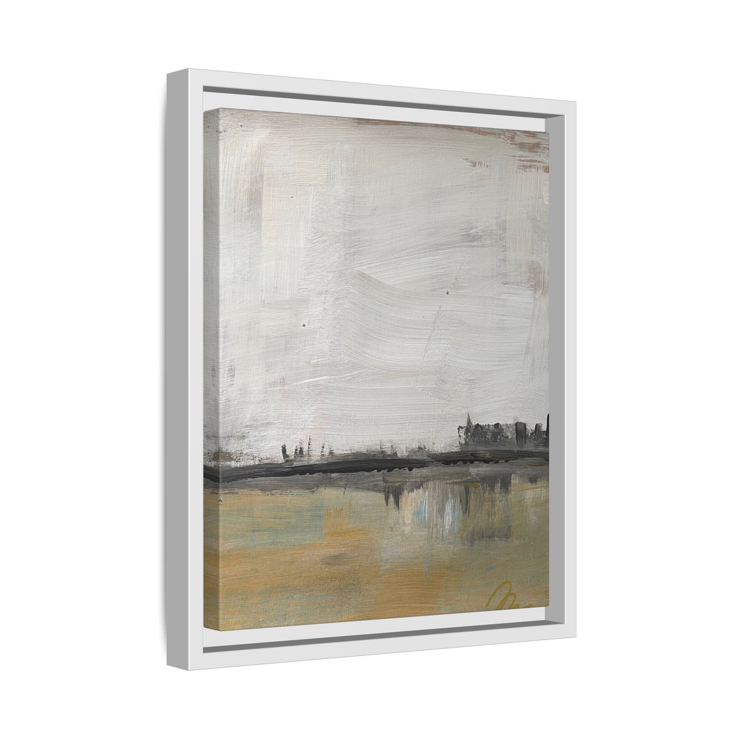 Urban Reflection Landscape Canvas Art – Neutral Coastal Horizon - Fortunate Lemon Shop