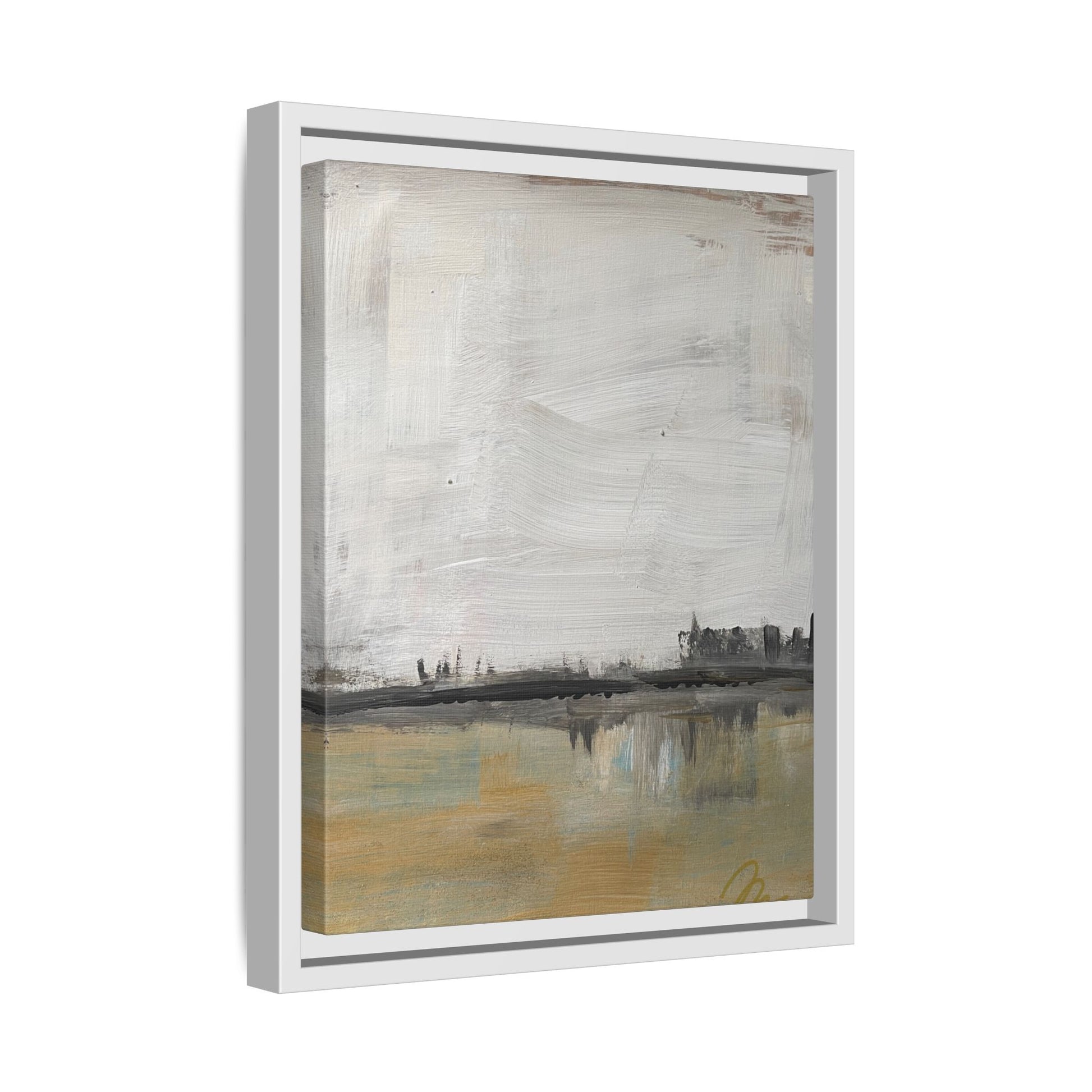 Urban Reflection Landscape Canvas Art – Neutral Coastal Horizon - Fortunate Lemon Shop