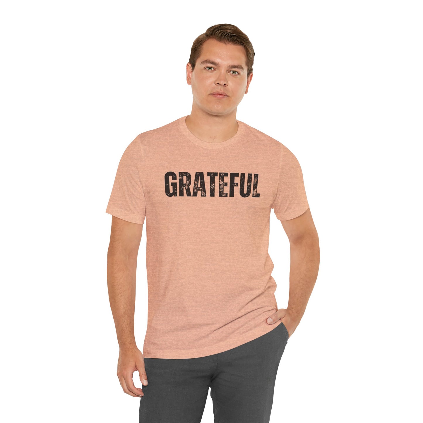 Grateful Graphic Tee – Vintage Distressed 'GRATEFUL' Short Sleeve Shirt - Fortunate Lemon Shop