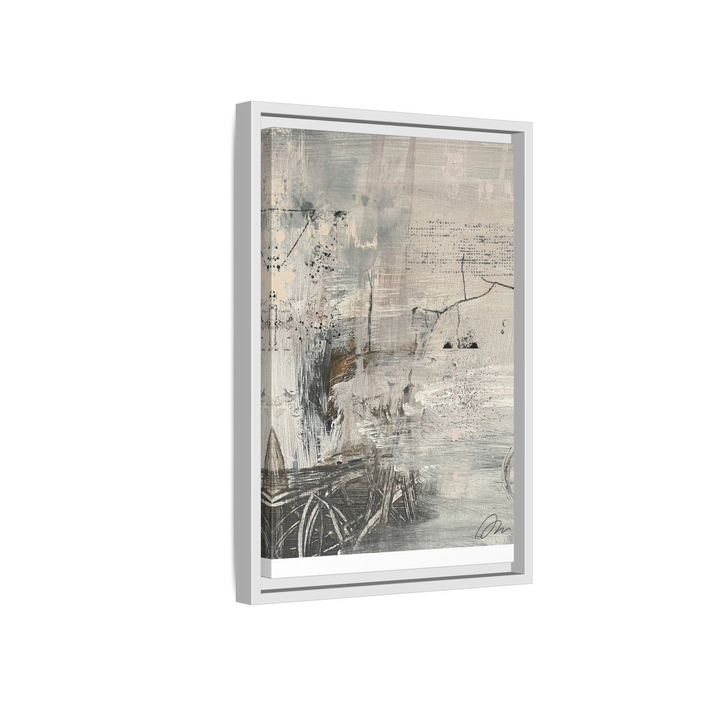 Framed Abstract Canvas Art — Neutral Pastel Modern Wall Decor - Fortunate Lemon Shop