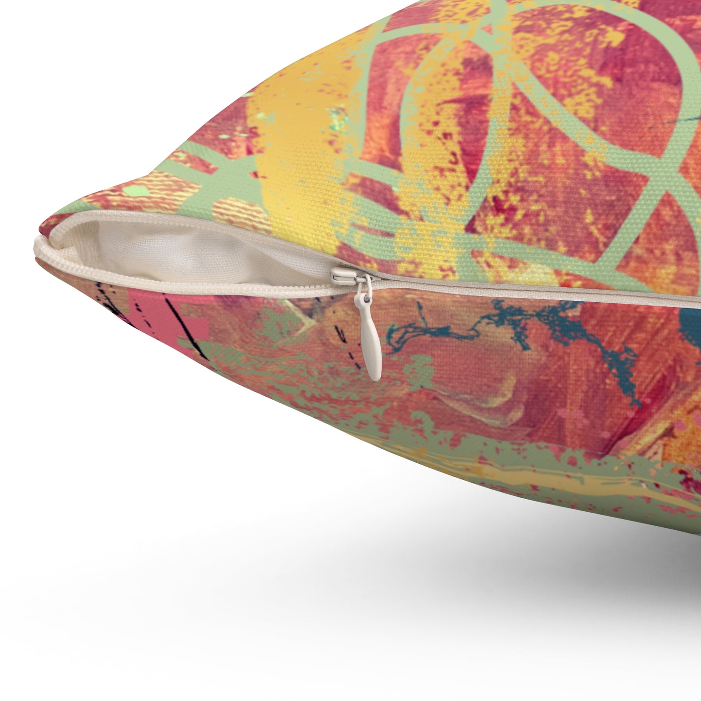 Abstract Pink Retro Square Pillow - Colorful Modern Decorative Throw Pillow - Fortunate Lemon Shop