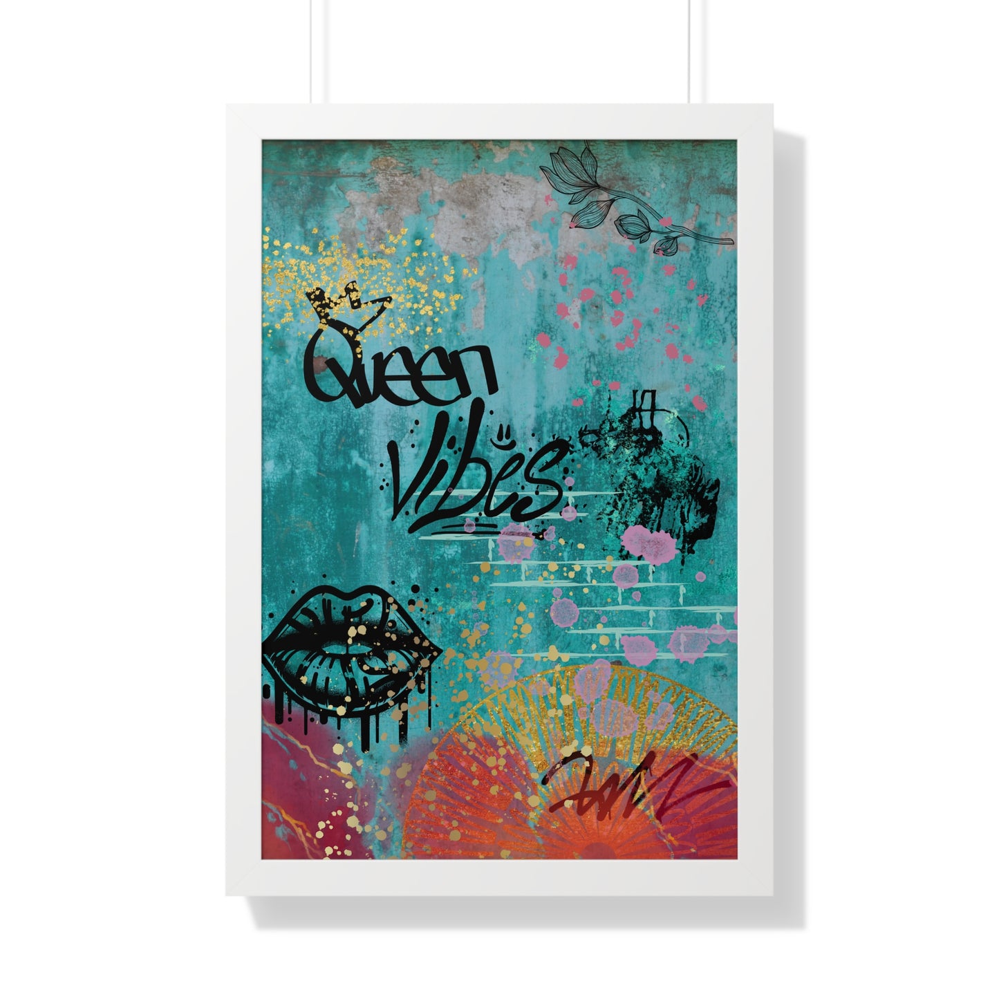 Queen Vibes Framed Poster — Urban Graffiti Wall Art, Feminine Inspirational Print