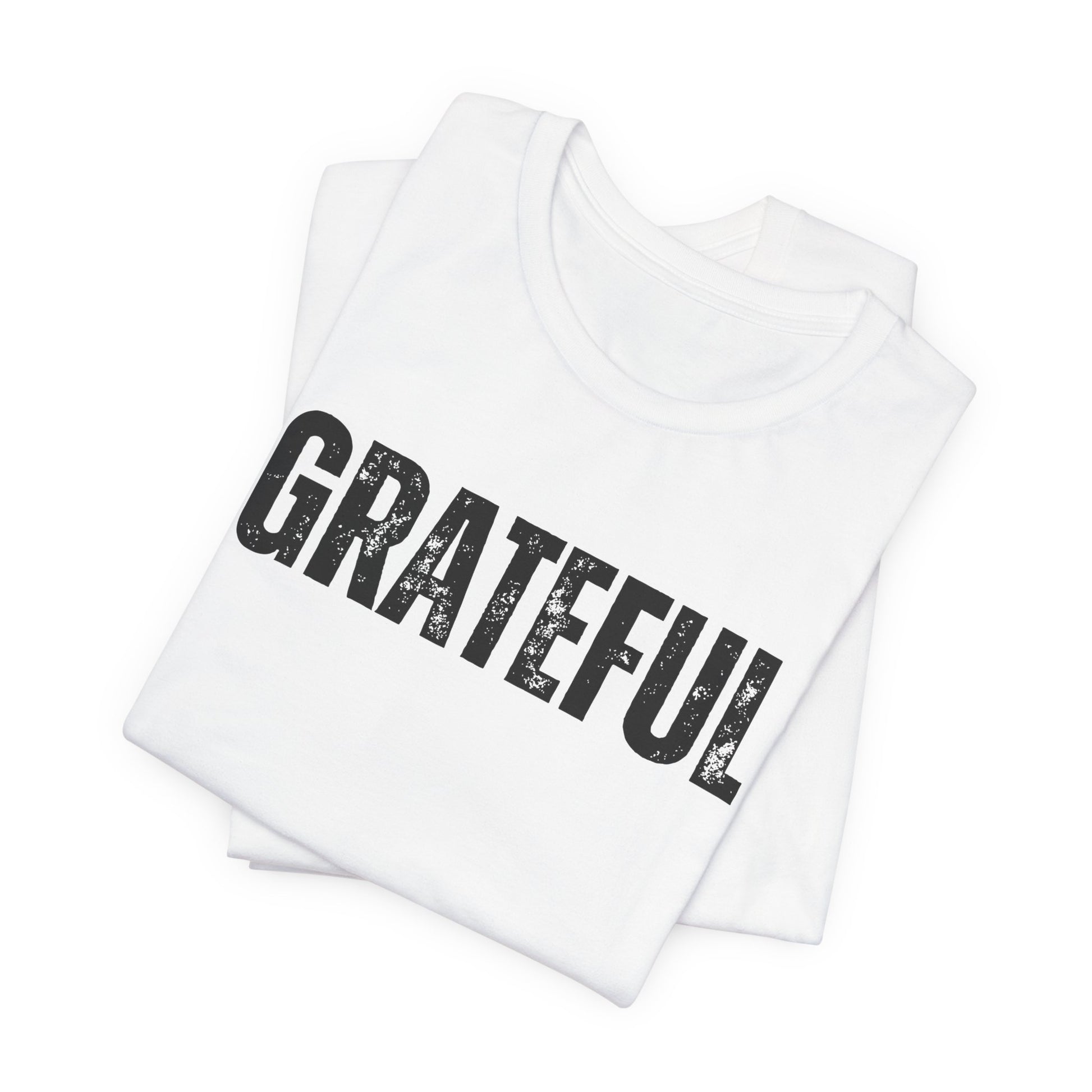 Grateful Graphic Tee – Vintage Distressed 'GRATEFUL' Short Sleeve Shirt - Fortunate Lemon Shop