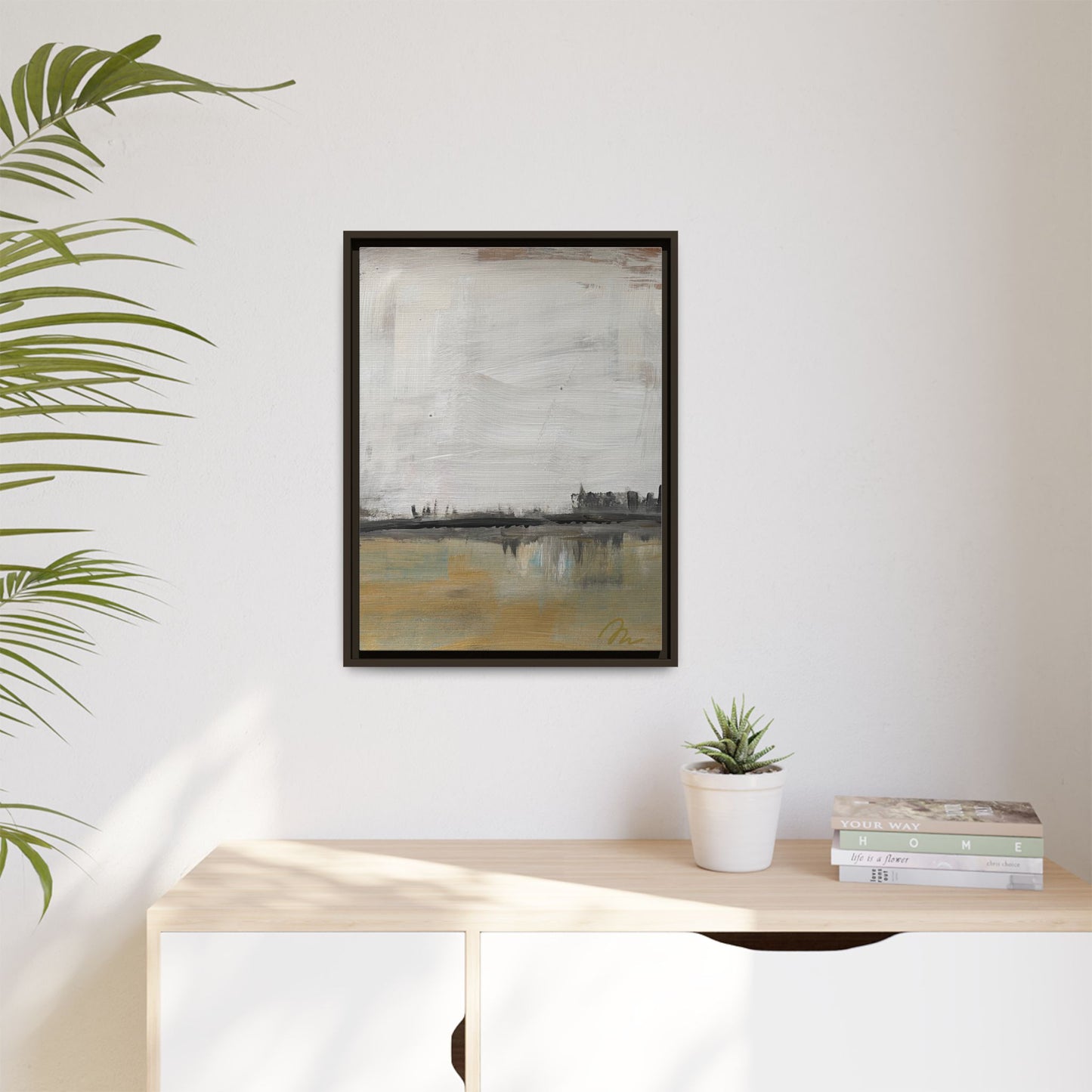 Urban Reflection Landscape Canvas Art – Neutral Coastal Horizon - Fortunate Lemon Shop
