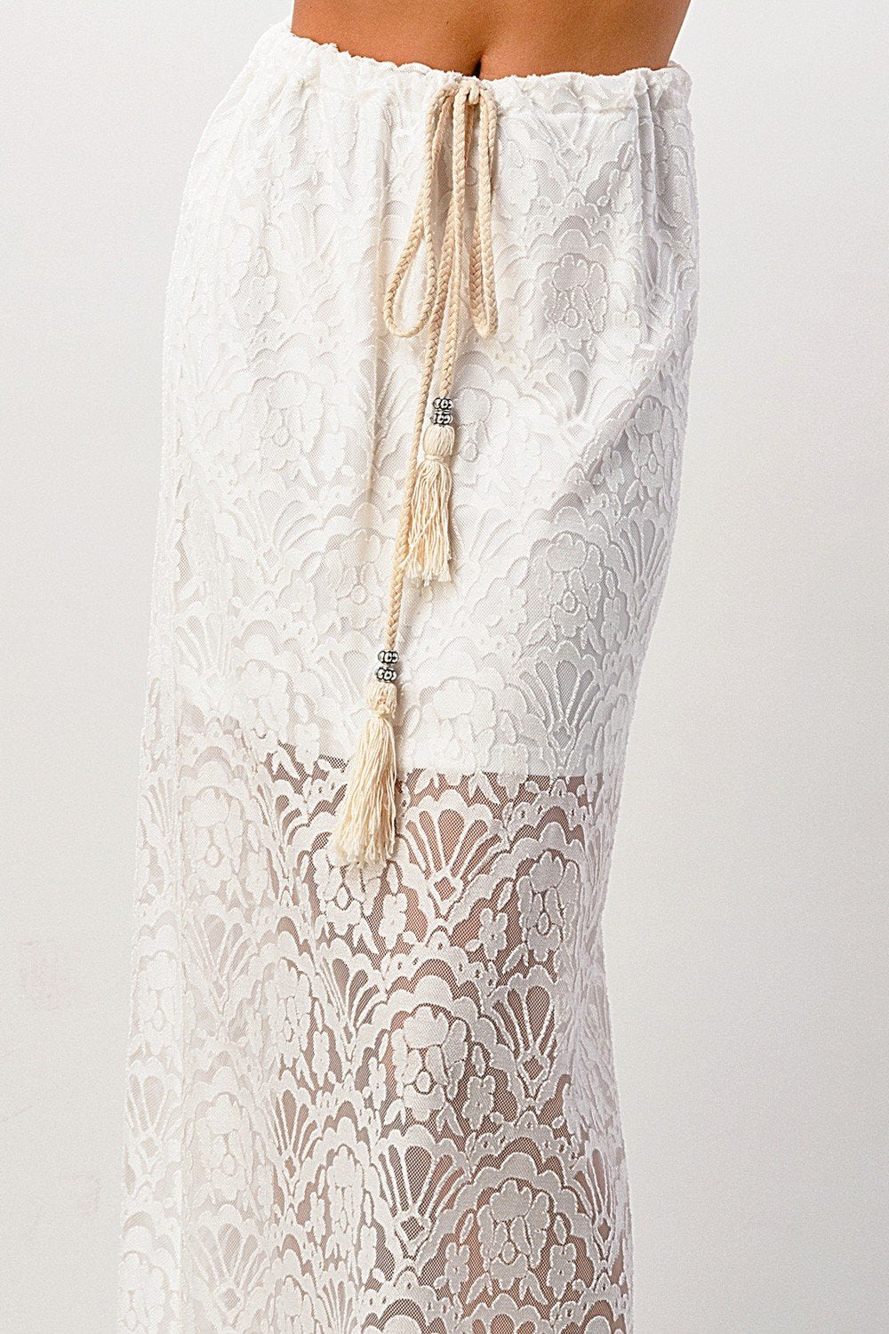 Lace Maxi Skirt With Cotton-Core Bow - Fortunate Lemon Shop