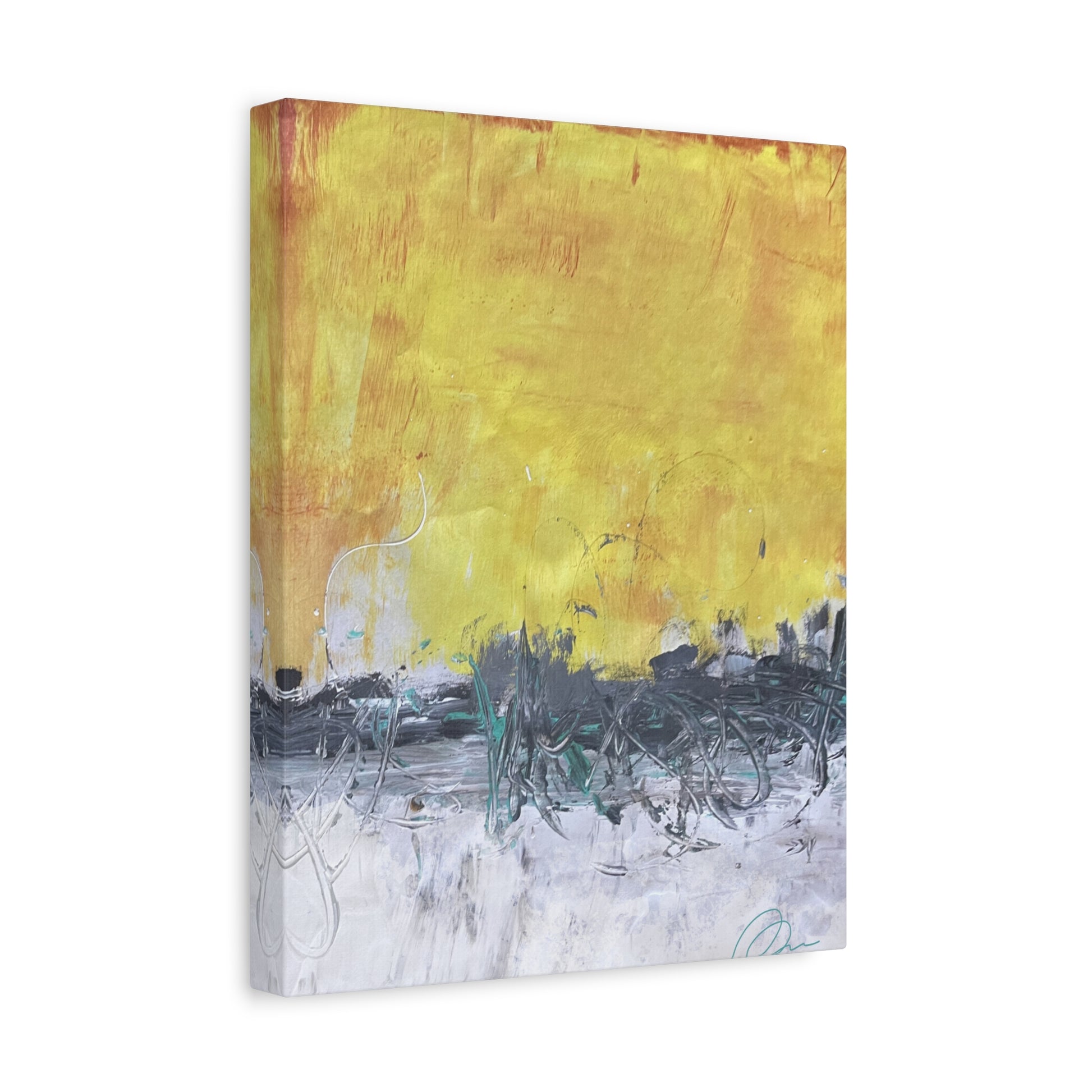 Abstract Yellow Horizon Canvas Print — Modern Stretched Wall Art - Fortunate Lemon Shop