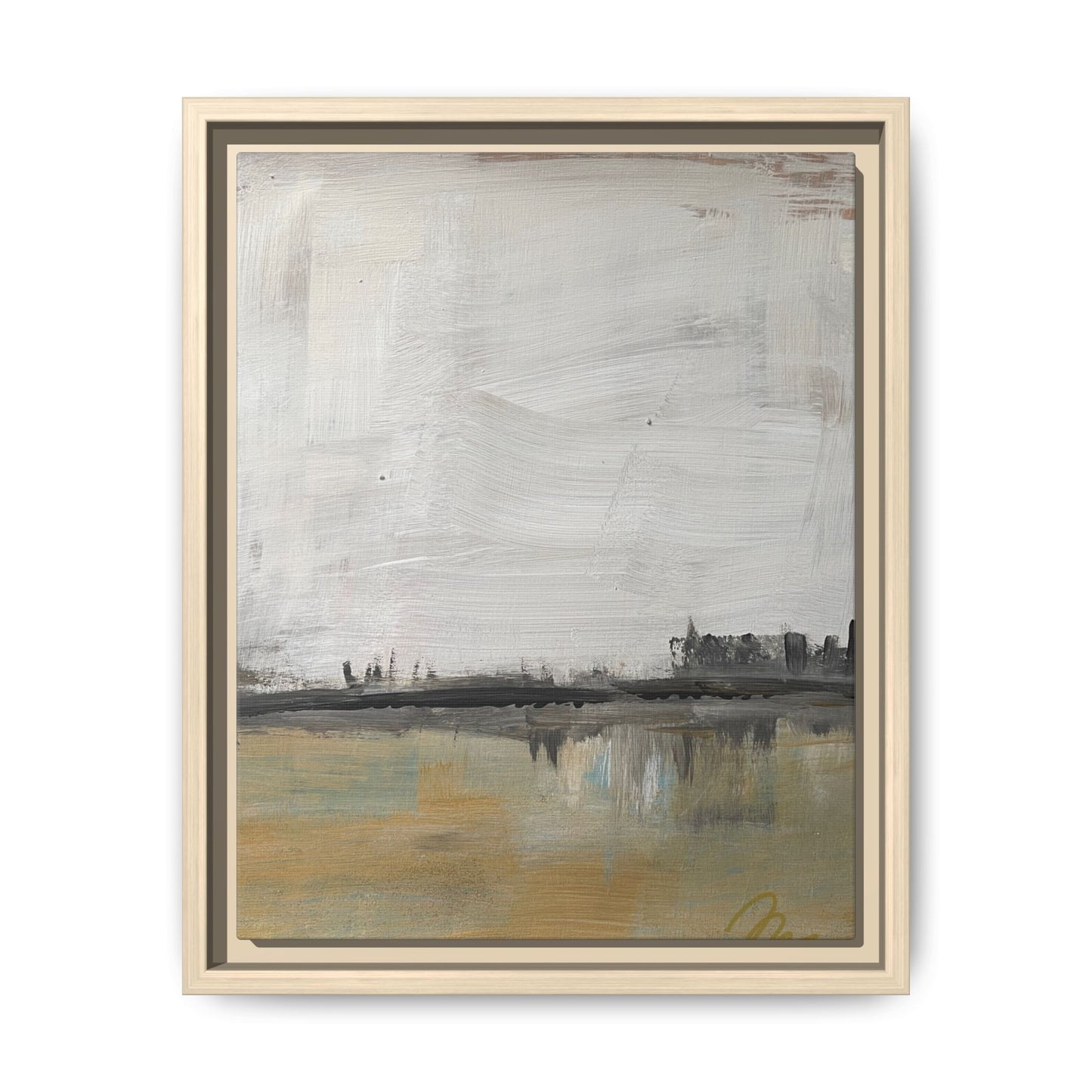 Urban Reflection Landscape Canvas Art – Neutral Coastal Horizon - Fortunate Lemon Shop