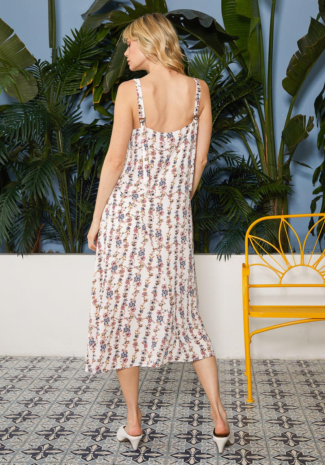 Floral V-Neck Sleeveless Maxi Dress - Fortunate Lemon Shop