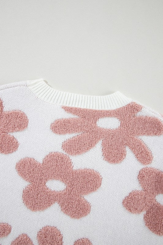 Flower Drop Shoulder Sweater - Fortunate Lemon Shop