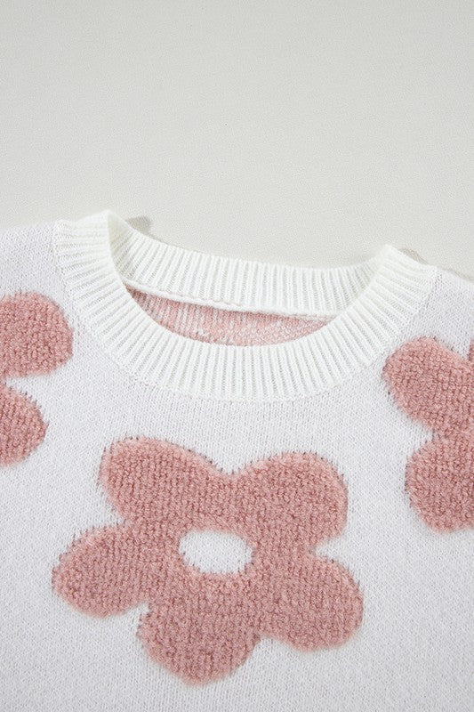 Flower Drop Shoulder Sweater - Fortunate Lemon Shop