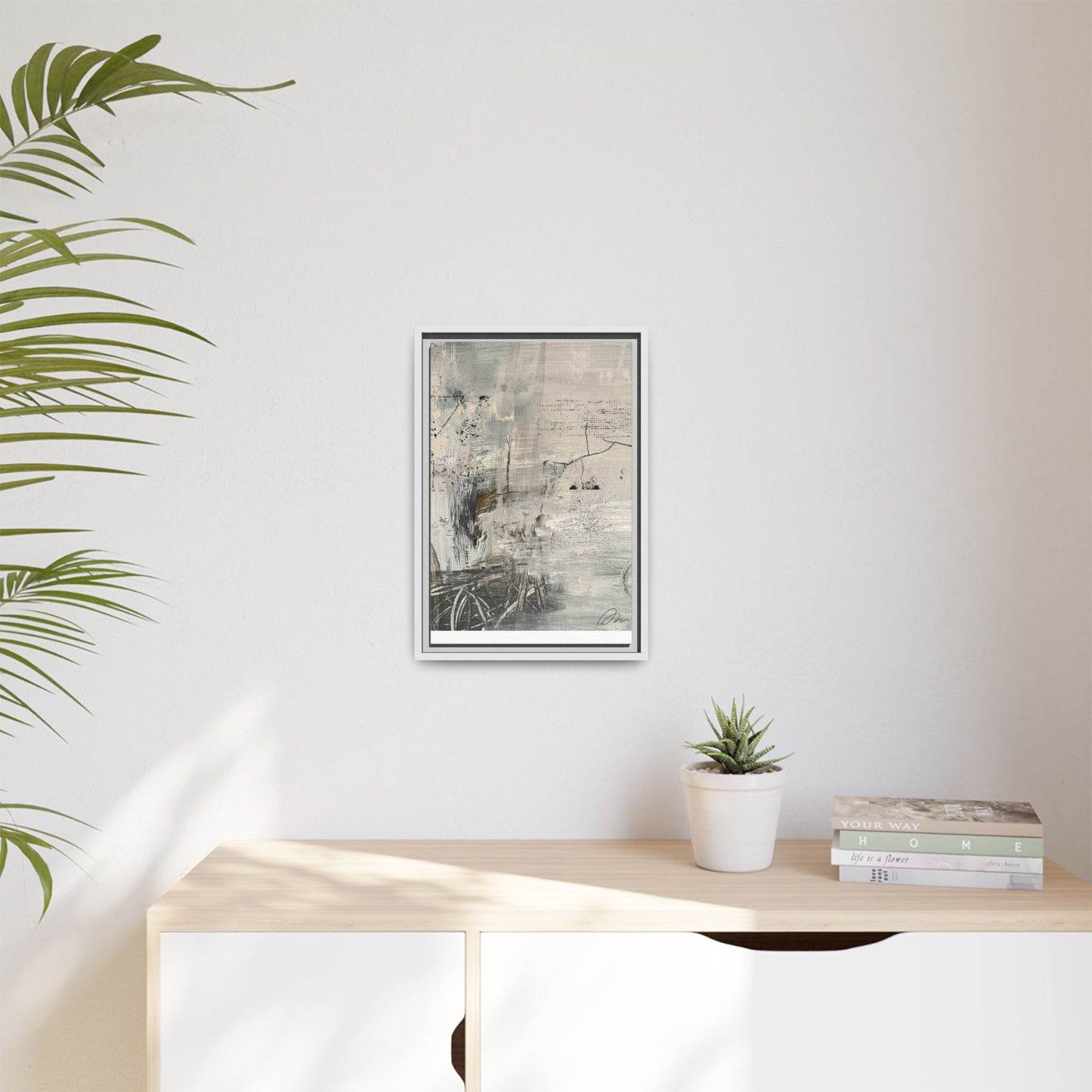 Framed Abstract Canvas Art — Neutral Pastel Modern Wall Decor - Fortunate Lemon Shop