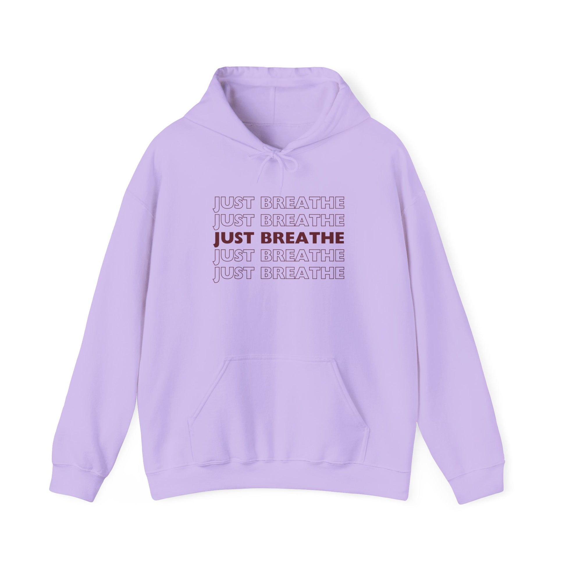 Just Breathe Hoodie – Minimal Motivational Pullover with ‘Just Breathe’ Text & Script Back Logo - Fortunate Lemon Shop