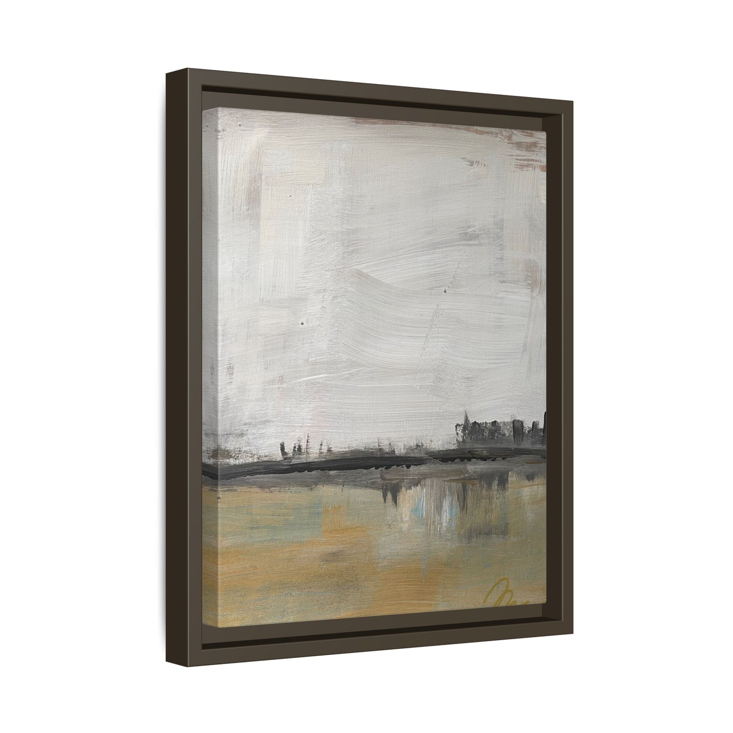 Urban Reflection Landscape Canvas Art – Neutral Coastal Horizon - Fortunate Lemon Shop