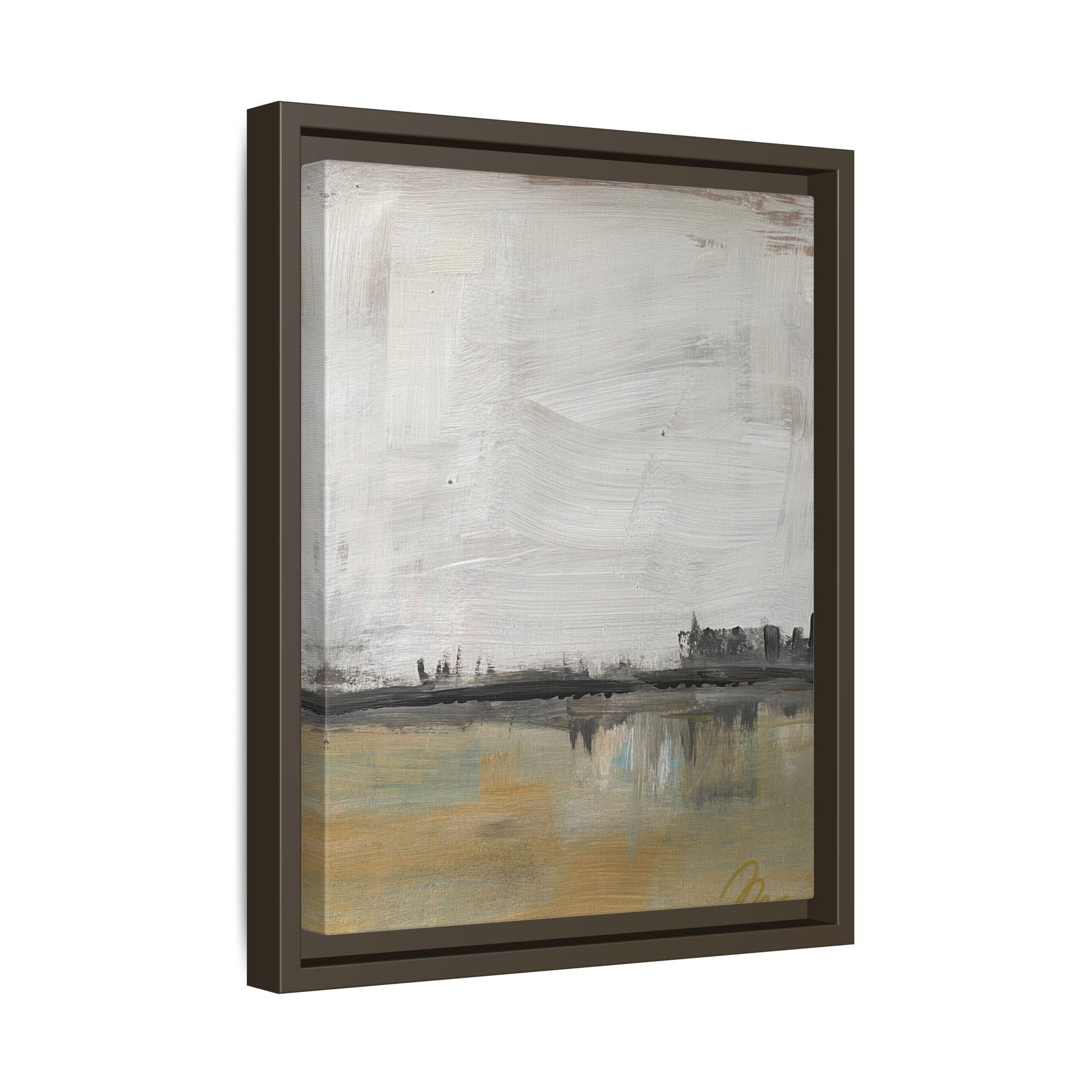 Urban Reflection Landscape Canvas Art – Neutral Coastal Horizon - Fortunate Lemon Shop