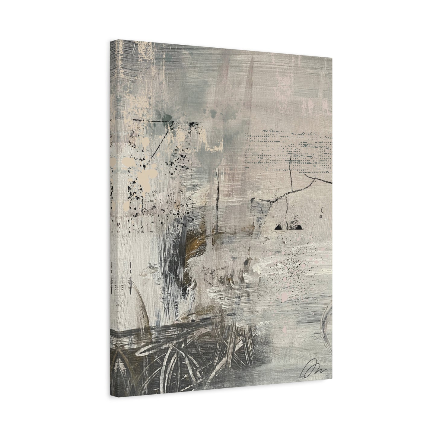 Abstract Neutral Tones Canvas Wall Art – Textured Coastal Gray Matte Canvas - Fortunate Lemon Shop