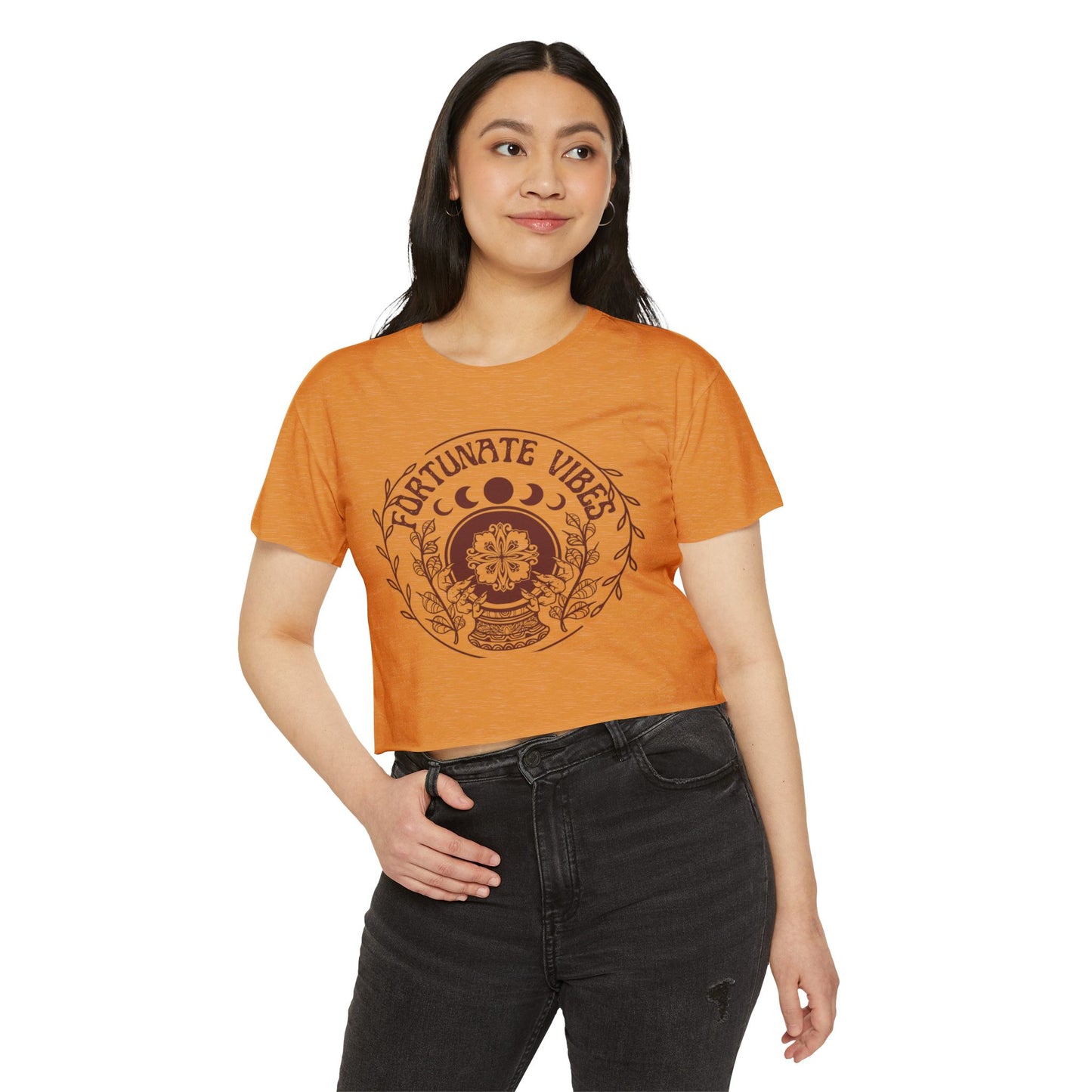 Fortunate Vibes Crop Top — Women's Festival Boho Graphic Tee - Fortunate Lemon Shop