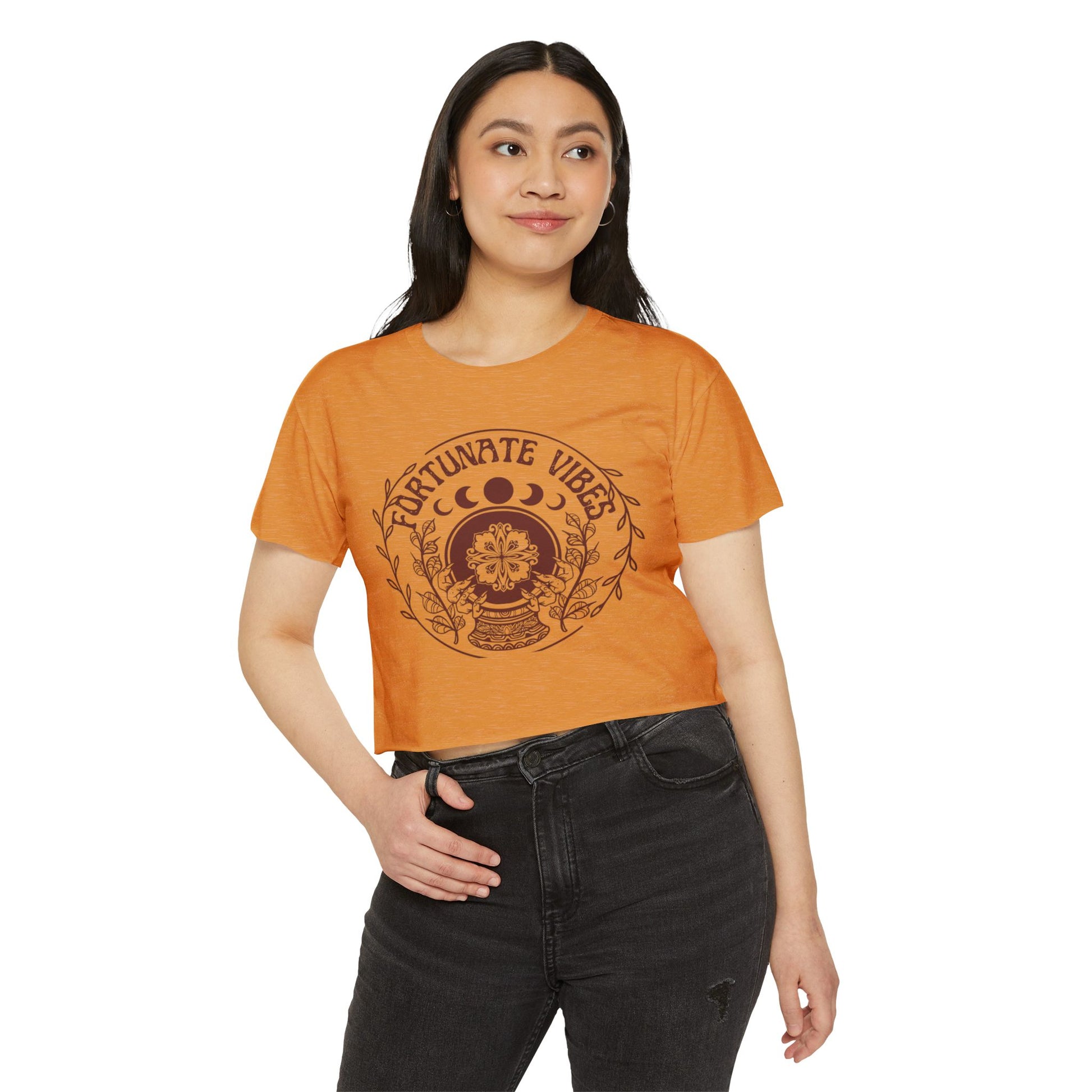 Fortunate Vibes Crop Top — Women's Festival Boho Graphic Tee - Fortunate Lemon Shop