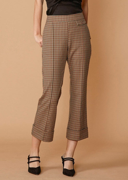 Women's Wide Cuff Trouser in Peach Gingham - Fortunate Lemon Shop