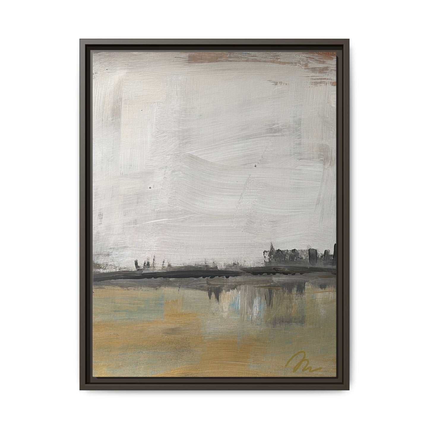 Urban Reflection Landscape Canvas Art – Neutral Coastal Horizon - Fortunate Lemon Shop