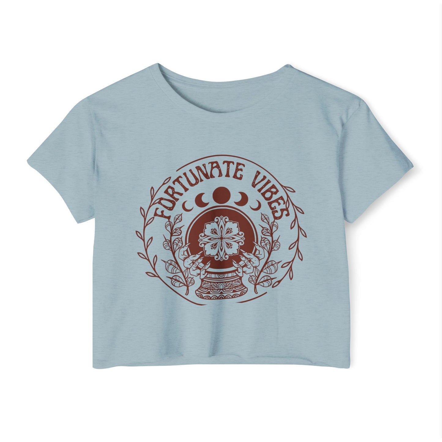 Fortunate Vibes Crop Top — Women's Festival Boho Graphic Tee - Fortunate Lemon Shop